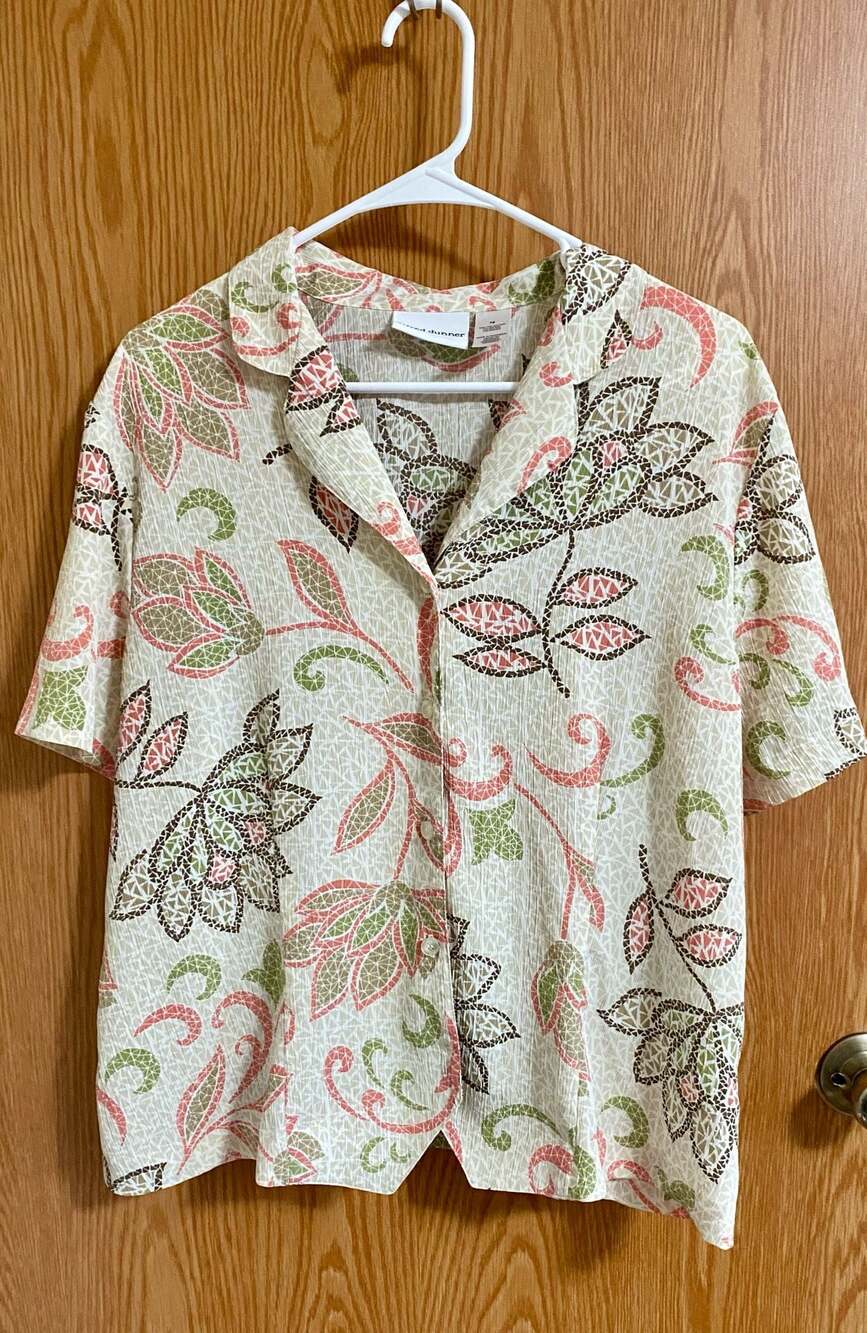 Alfred Dunner Women's Floral Print Short Sleeve Button Up Shirt Size 16